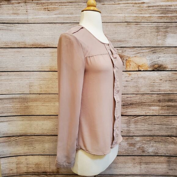 Tobi Pleated Blouse Mauve Taupe Small - Picture 2 of 8